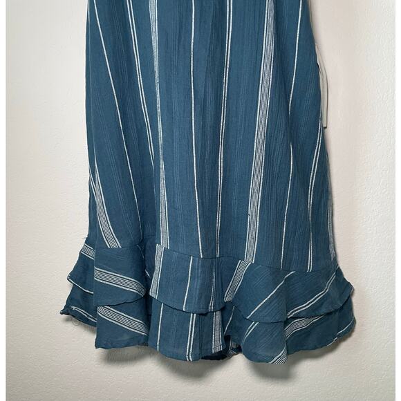 LAGACI NWT Blue & White Striped Beach Dress with Ruffle Hem Size - Large - Picture 2 of 5